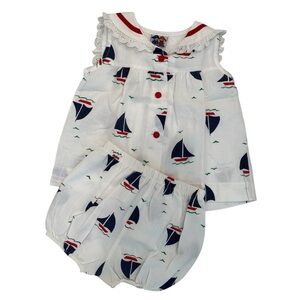 Vintage Good Lads Sailor Sailboat Print Girl’s Toddler Bloomer Set